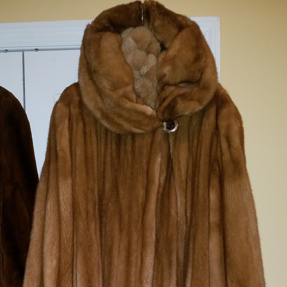 Female full length, cognac female mink coat